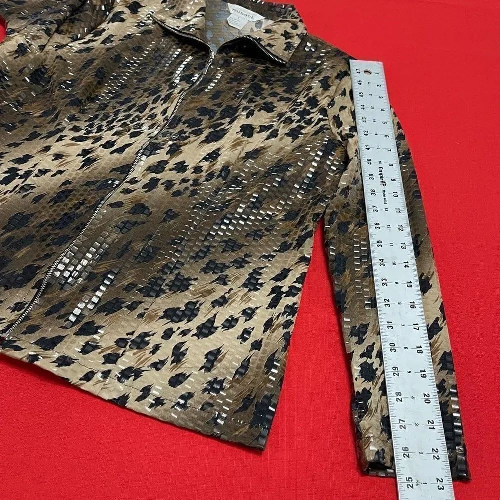Exclusively Misook Leopard Print Full Zip Jacket Size Large - Picture 6 of 9